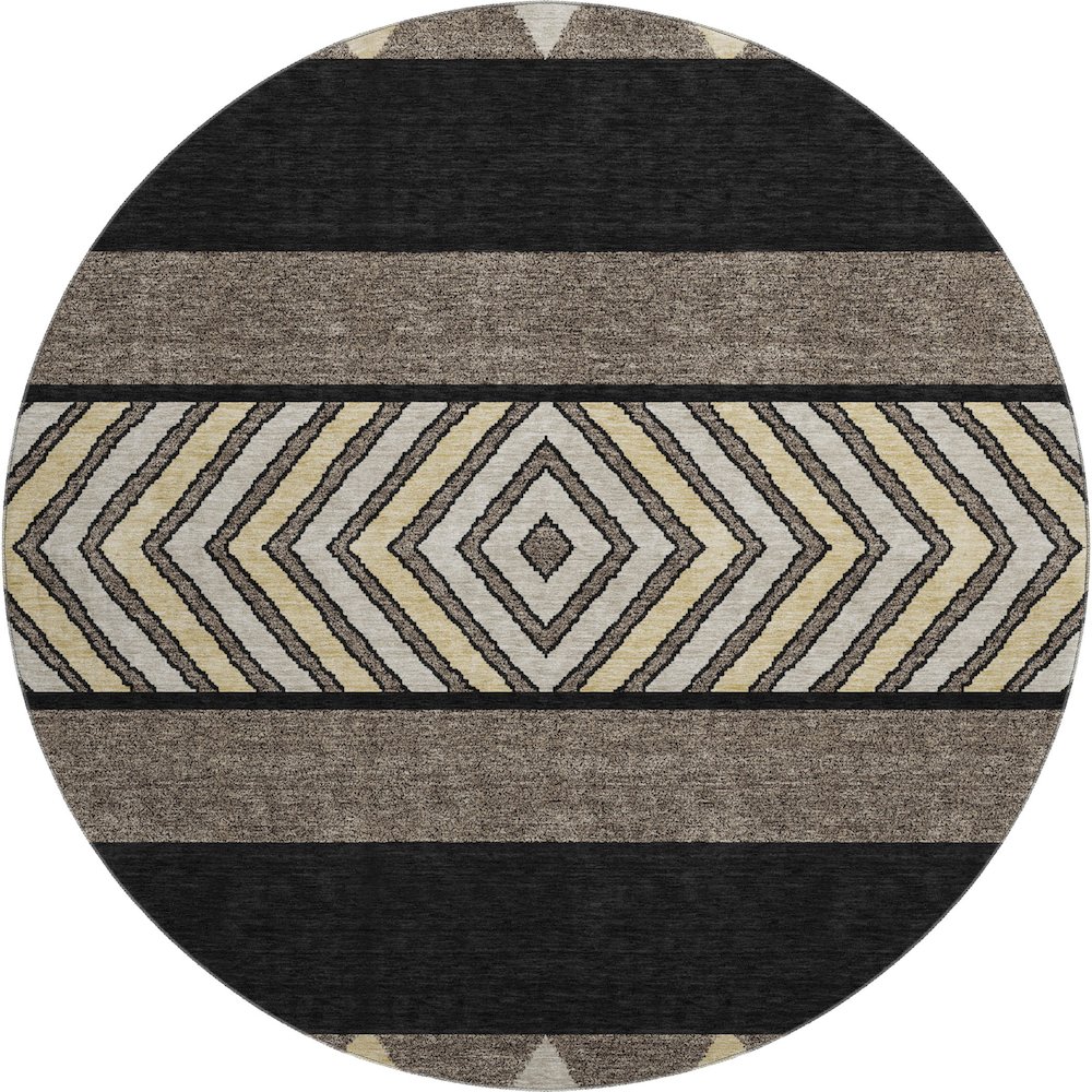 Premium Machine Washable Mayfield AMF965 Black 8' x 8' Round Rug. Picture 1