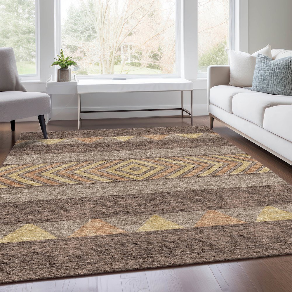 Premium Machine Washable Mayfield AMF965 Brown 2'6" x 3'10" Rug. Picture 6