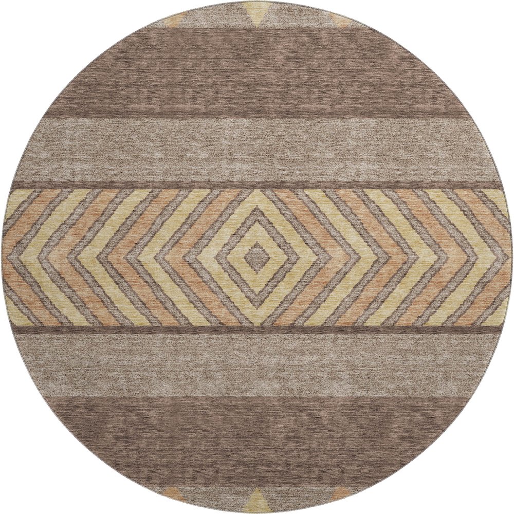 Premium Machine Washable Mayfield AMF965 Brown 8' x 8' Round Rug. Picture 1