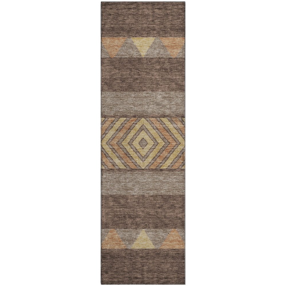 Premium Machine Washable Mayfield AMF965 Brown 2'3" x 7'6" Runner Rug. Picture 1