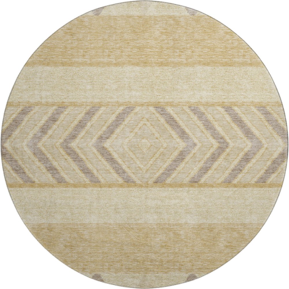 Premium Machine Washable Mayfield AMF965 Gold 8' x 8' Round Rug. Picture 1