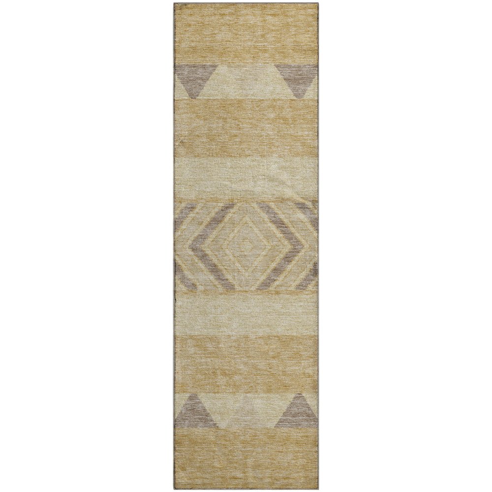 Premium Machine Washable Mayfield AMF965 Gold 2'3" x 7'6" Runner Rug. Picture 1