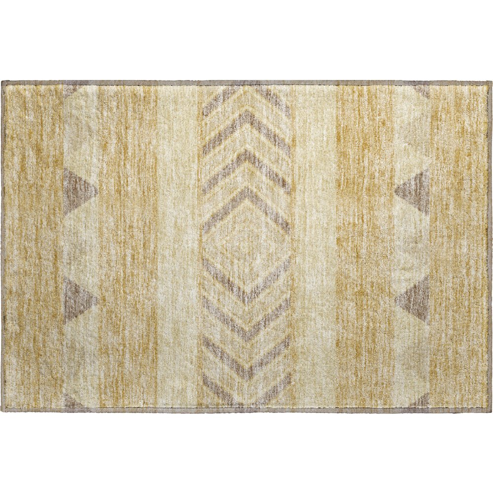 Premium Machine Washable Mayfield AMF965 Gold 1'8" x 2'6" Rug. Picture 1