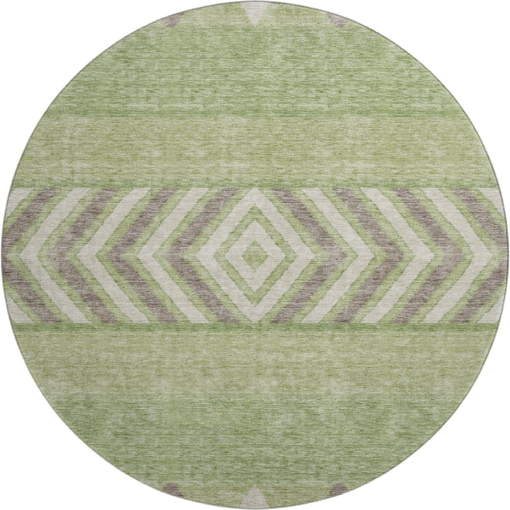 Premium Machine Washable Mayfield AMF965 Green 8' x 8' Round Rug. Picture 1