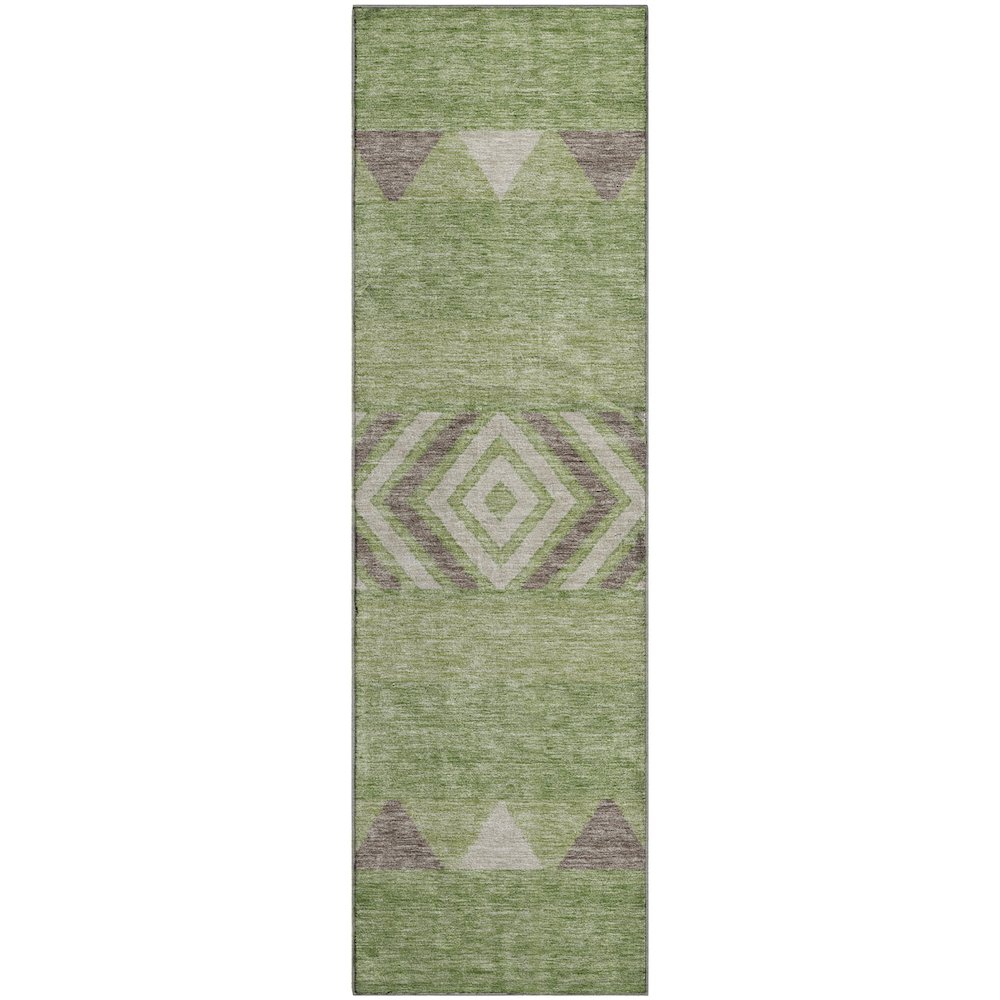 Premium Machine Washable Mayfield AMF965 Green 2'3" x 7'6" Runner Rug. Picture 1