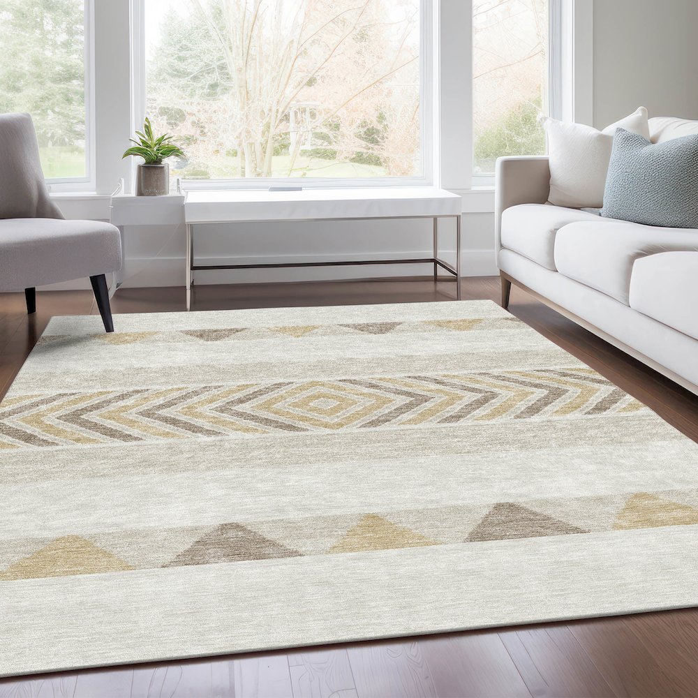 Premium Machine Washable Mayfield AMF965 Ivory 2'6" x 3'10" Rug. Picture 6