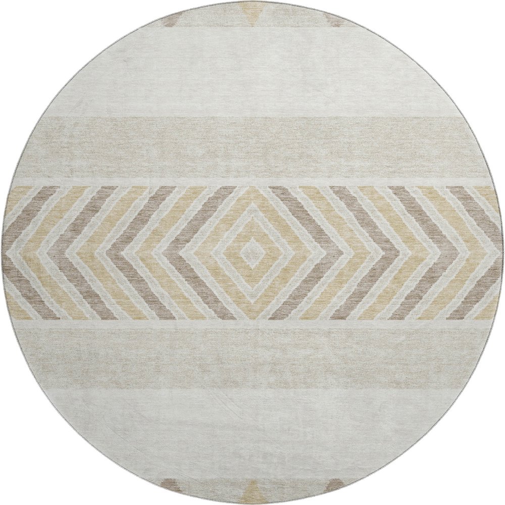 Premium Machine Washable Mayfield AMF965 Ivory 8' x 8' Round Rug. Picture 1