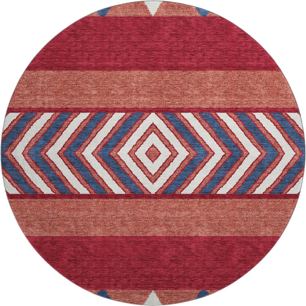 Premium Machine Washable Mayfield AMF965 Red 8' x 8' Round Rug. Picture 1