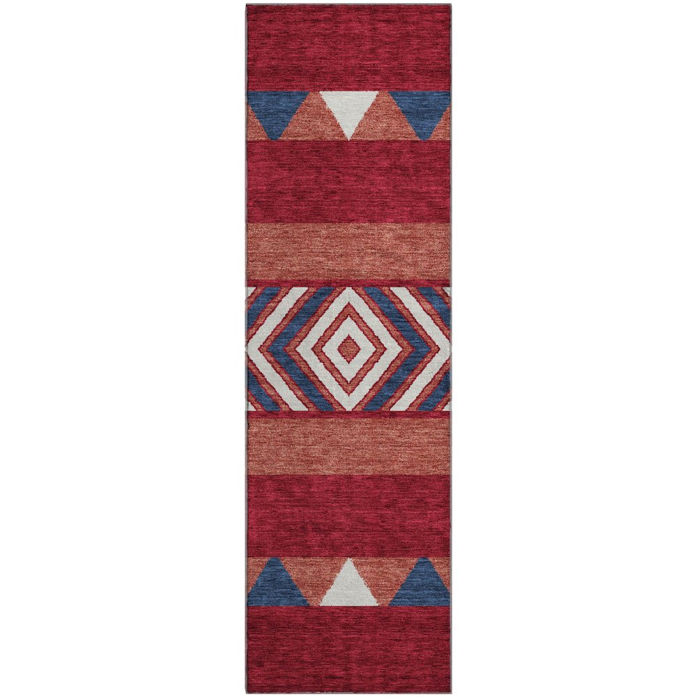 Premium Machine Washable Mayfield AMF965 Red 2'3" x 7'6" Runner Rug. Picture 1
