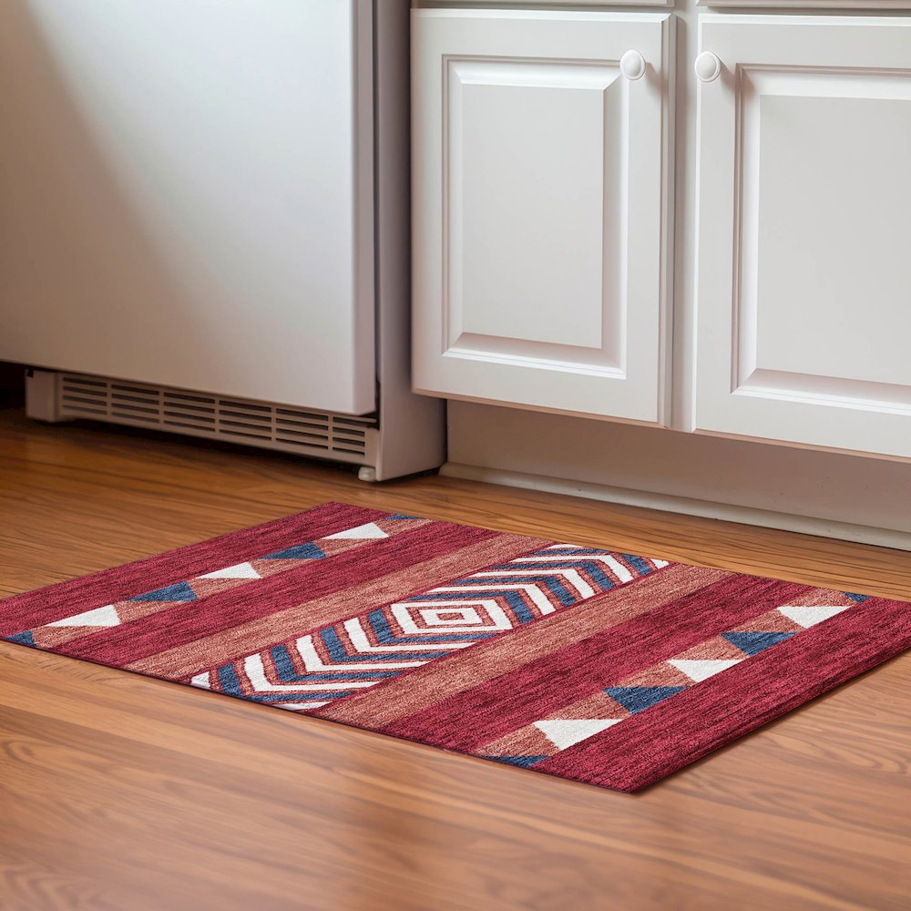 Premium Machine Washable Mayfield AMF965 Red 1'8" x 2'6" Rug. Picture 5