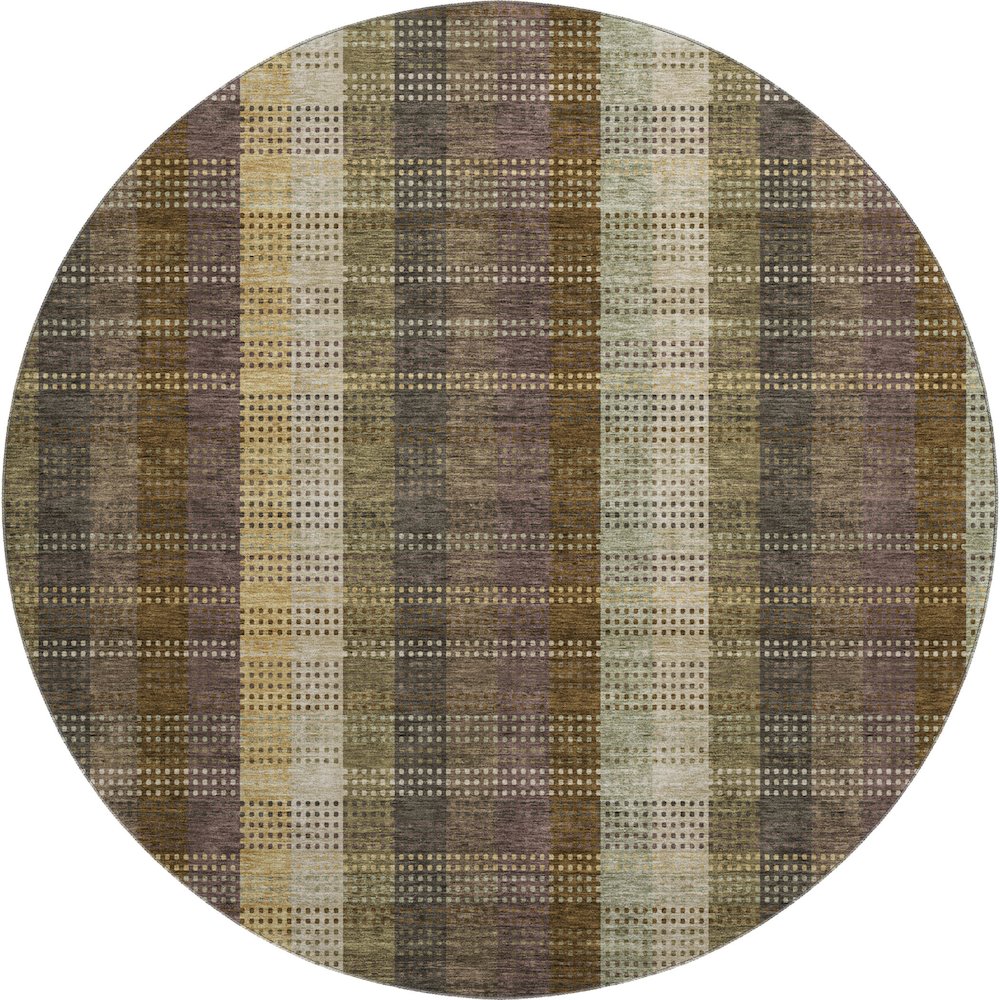 Premium Machine Washable Mayfield AMF966 Brown 8' x 8' Round Rug. Picture 1