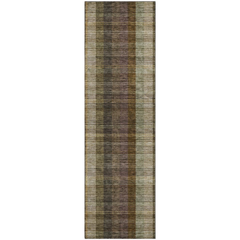 Premium Machine Washable Mayfield AMF966 Brown 2'3" x 7'6" Runner Rug. Picture 1