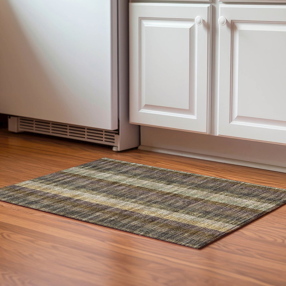 Premium Machine Washable Mayfield AMF966 Brown 1'8" x 2'6" Rug. Picture 5