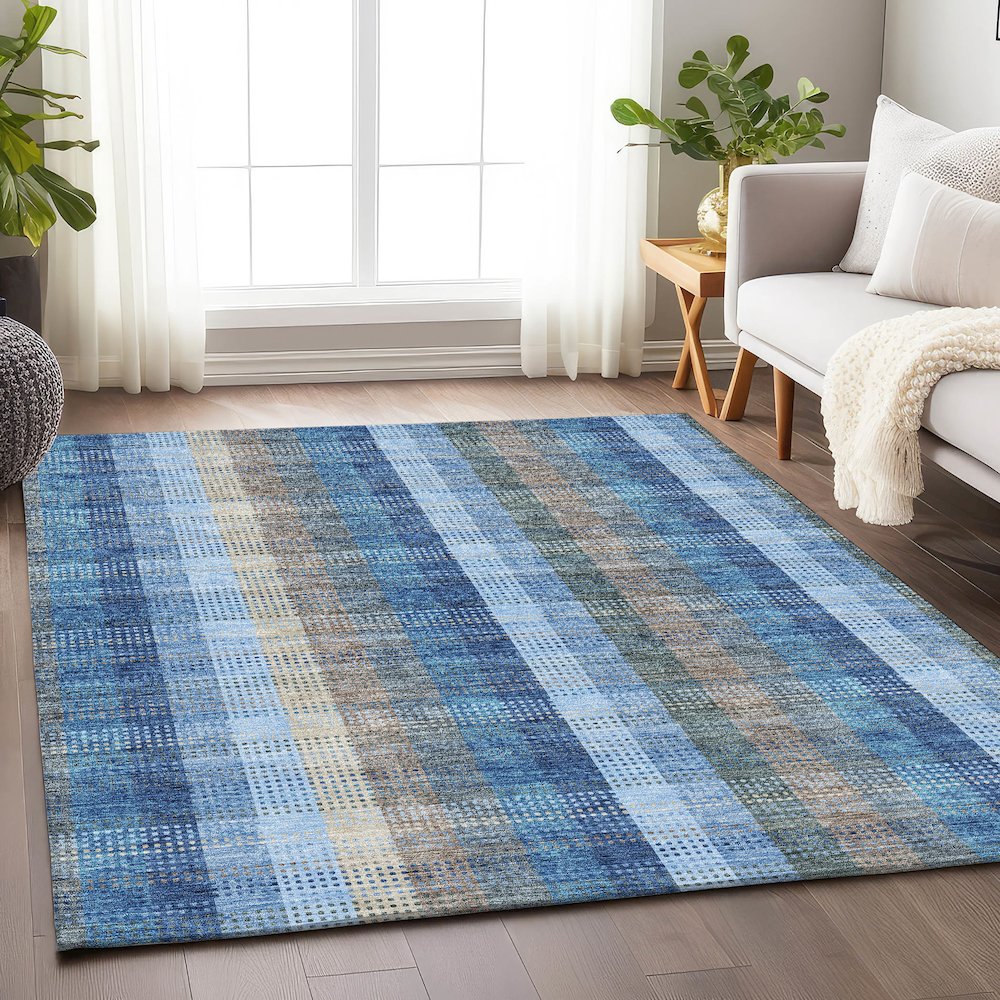 Premium Machine Washable Mayfield AMF966 Denim 2'6" x 3'10" Rug. Picture 5