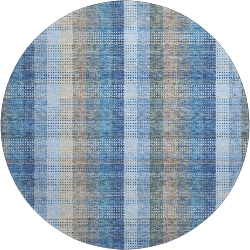 Premium Machine Washable Mayfield AMF966 Denim 8' x 8' Round Rug. Picture 1