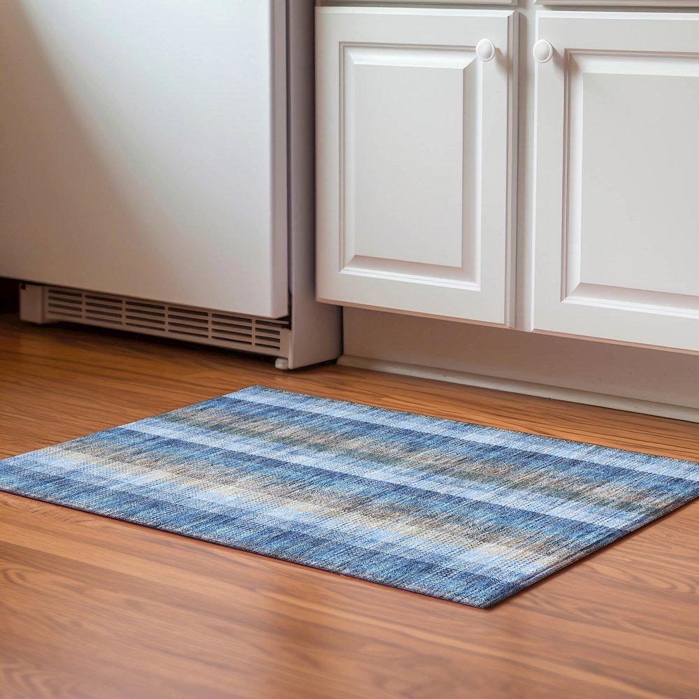 Premium Machine Washable Mayfield AMF966 Denim 1'8" x 2'6" Rug. Picture 5