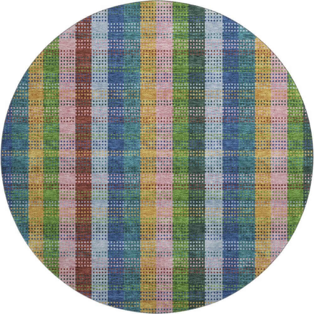 Premium Machine Washable Mayfield AMF966 Navy 8' x 8' Round Rug. Picture 1