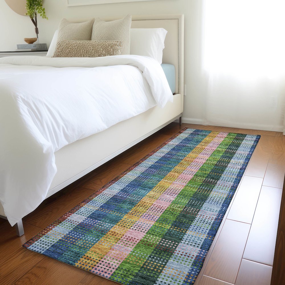 Premium Machine Washable Mayfield AMF966 Navy 2'3" x 7'6" Runner Rug. Picture 5