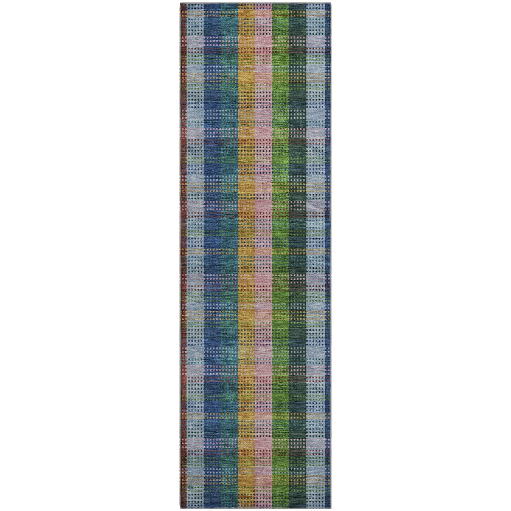 Premium Machine Washable Mayfield AMF966 Navy 2'3" x 7'6" Runner Rug. Picture 1