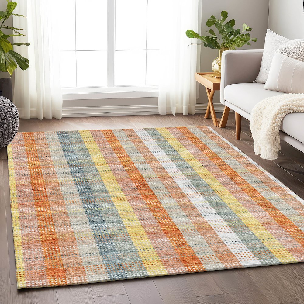 Premium Machine Washable Mayfield AMF966 Peach 2'6" x 3'10" Rug. Picture 5