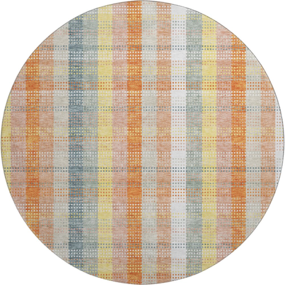 Premium Machine Washable Mayfield AMF966 Peach 8' x 8' Round Rug. Picture 1