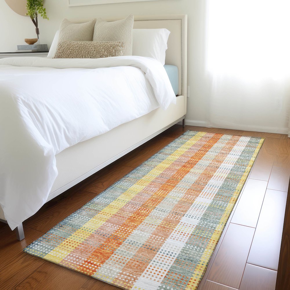 Premium Machine Washable Mayfield AMF966 Peach 2'3" x 7'6" Runner Rug. Picture 5
