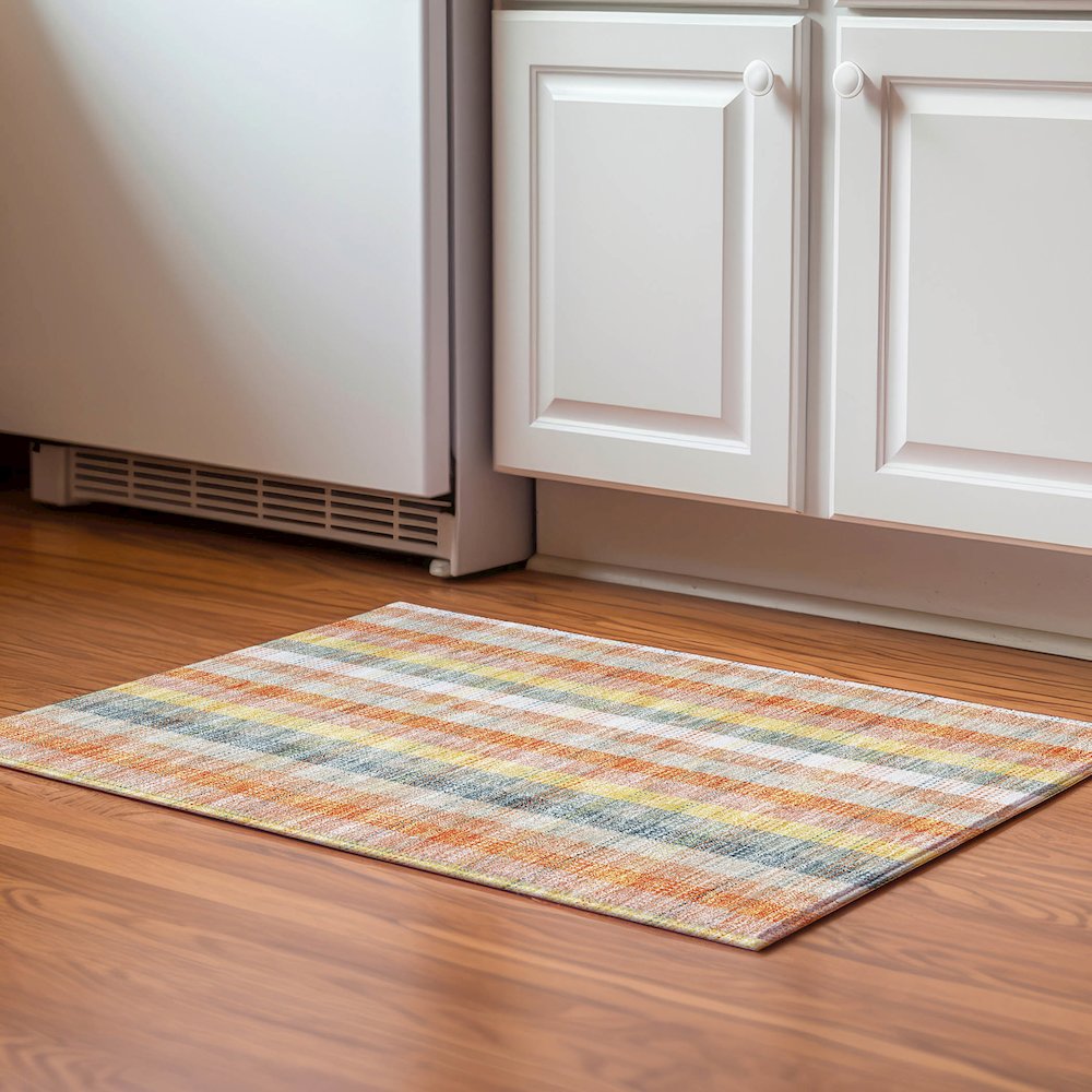 Premium Machine Washable Mayfield AMF966 Peach 1'8" x 2'6" Rug. Picture 5