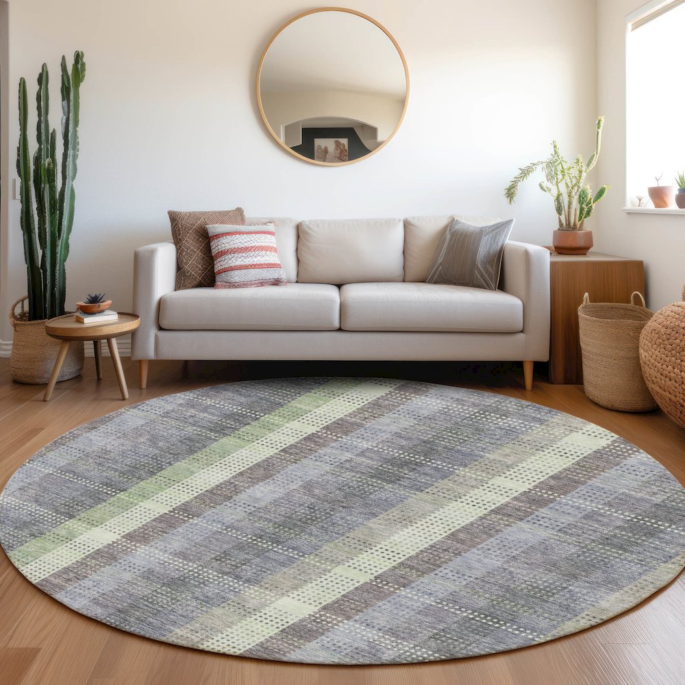 Premium Machine Washable Mayfield AMF966 Pewter 8' x 8' Round Rug. Picture 5