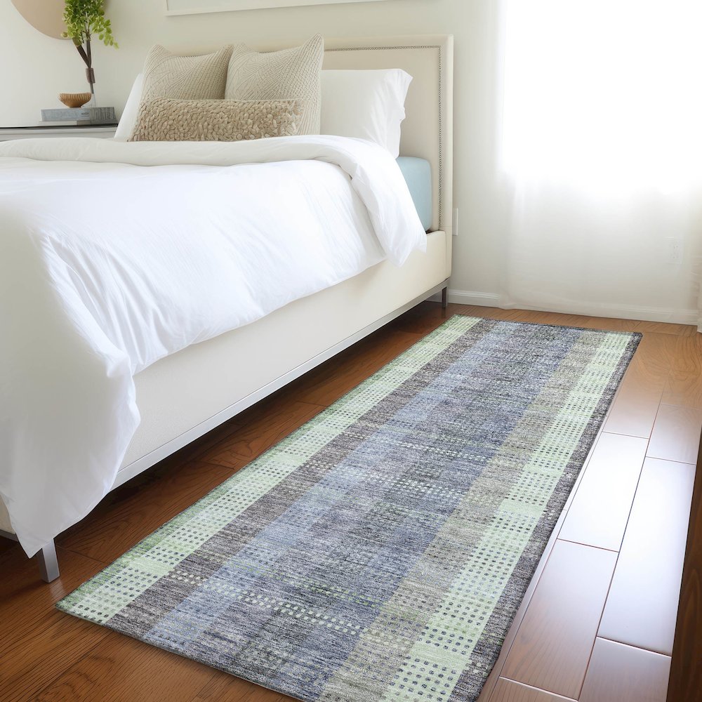 Premium Machine Washable Mayfield AMF966 Pewter 2'3" x 7'6" Runner Rug. Picture 5