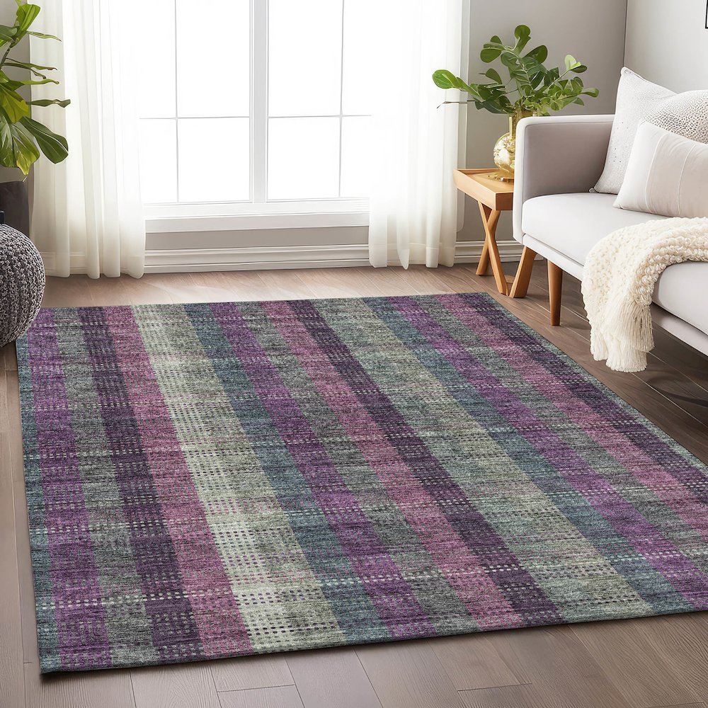 Premium Machine Washable Mayfield AMF966 Plum 2'6" x 3'10" Rug. Picture 5