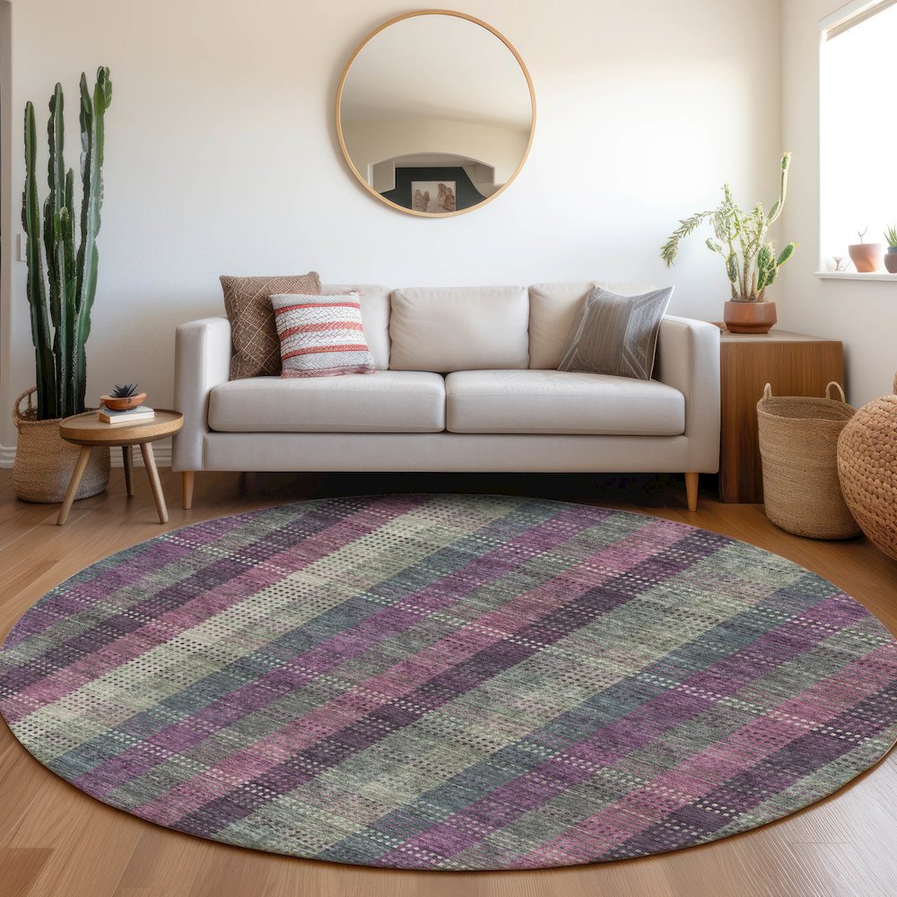 Premium Machine Washable Mayfield AMF966 Plum 8' x 8' Round Rug. Picture 5