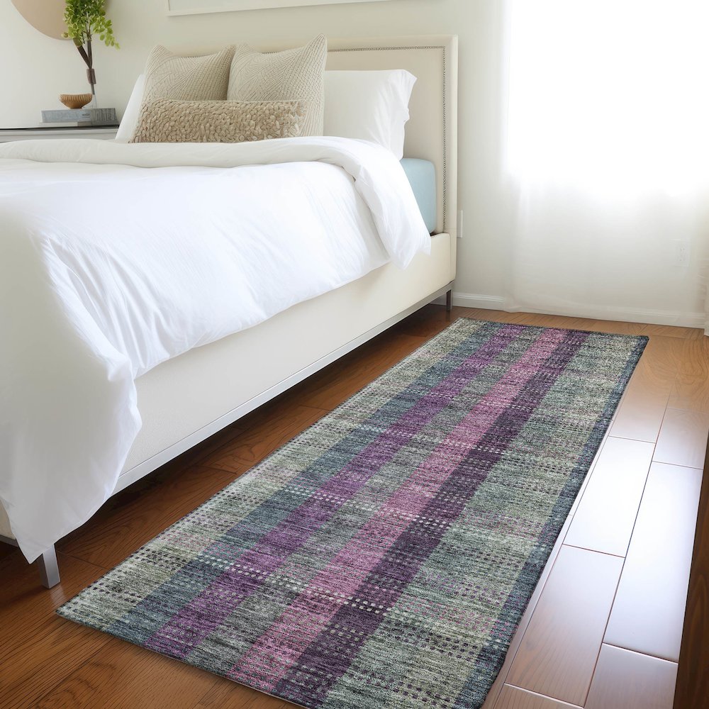 Premium Machine Washable Mayfield AMF966 Plum 2'3" x 7'6" Runner Rug. Picture 5