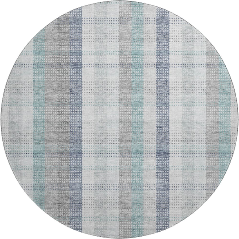 Premium Machine Washable Mayfield AMF966 Silver 8' x 8' Round Rug. Picture 1