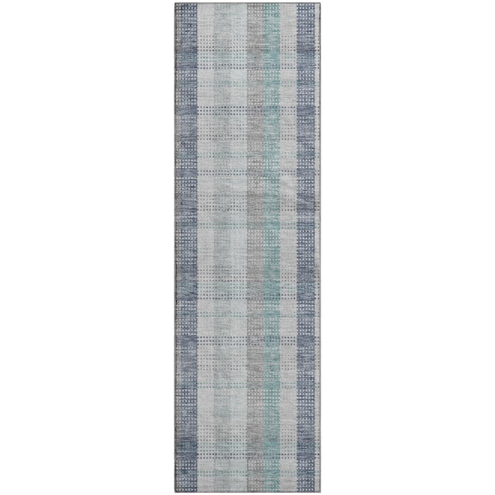 Premium Machine Washable Mayfield AMF966 Silver 2'3" x 7'6" Runner Rug. Picture 1