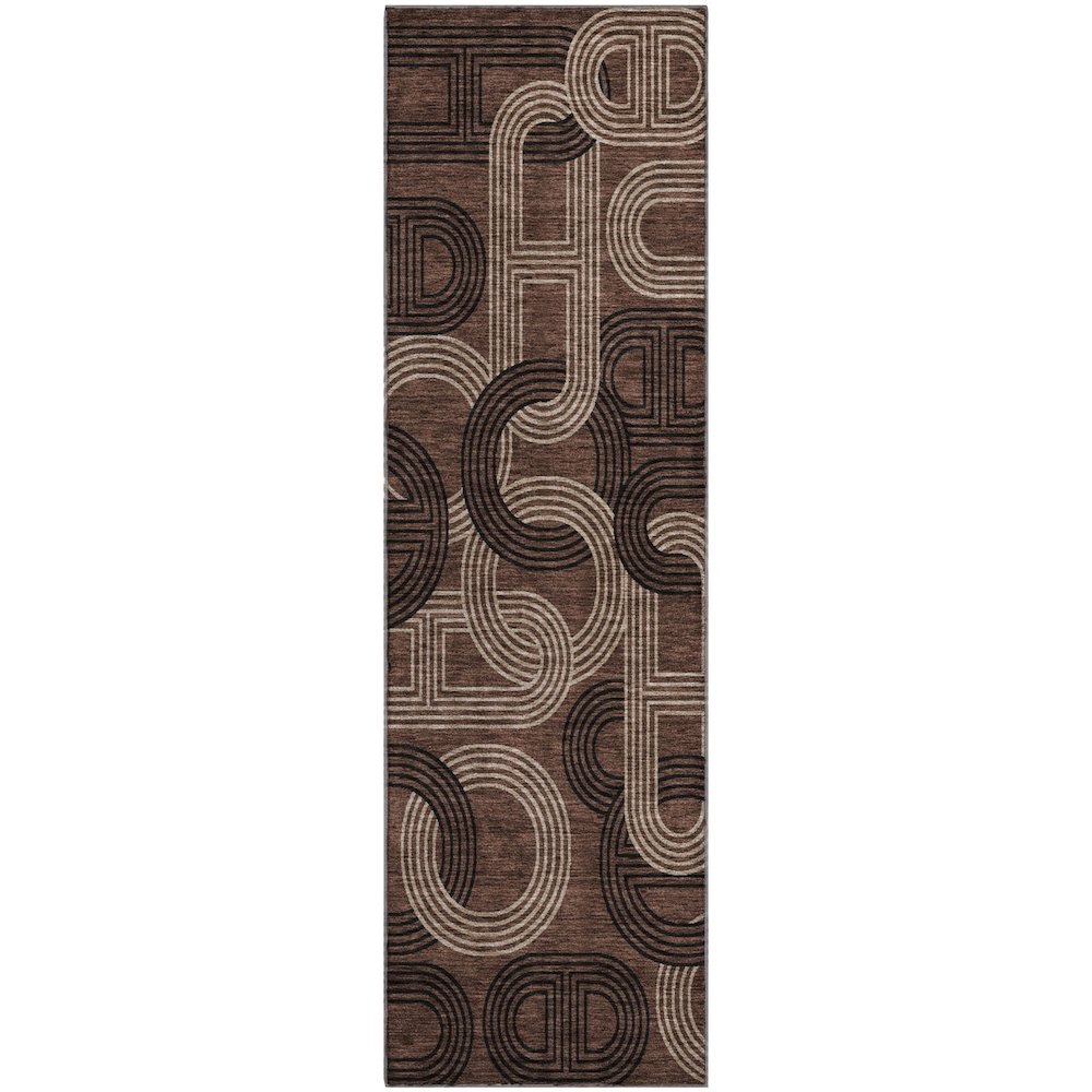 Premium Machine Washable Mayfield AMF967 Chocolate 2'3" x 7'6" Runner Rug. Picture 1
