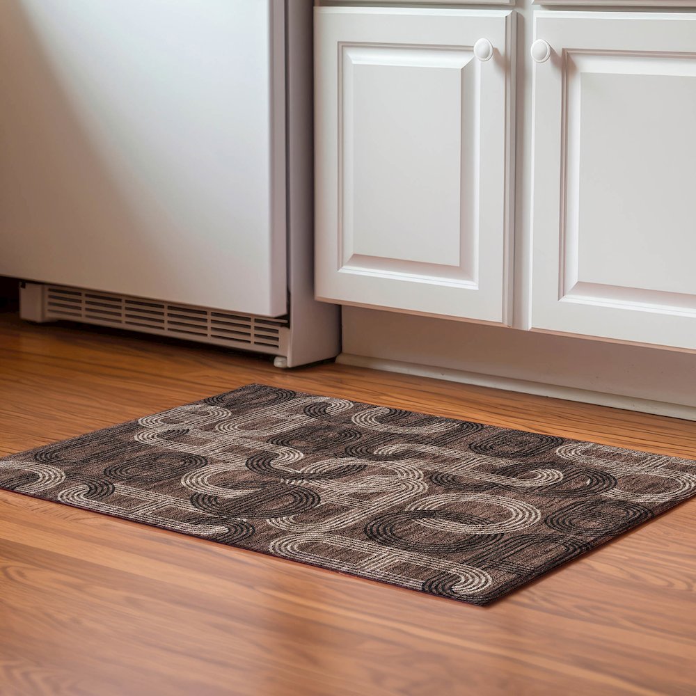 Premium Machine Washable Mayfield AMF967 Chocolate 1'8" x 2'6" Rug. Picture 5