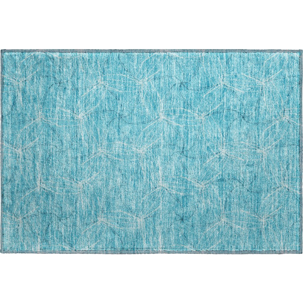 Premium Machine Washable Mayfield AMF968 Aqua 1'8" x 2'6" Rug. Picture 1