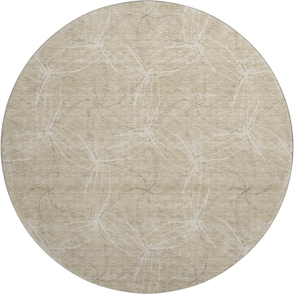 Premium Machine Washable Mayfield AMF968 Beige 8' x 8' Round Rug. Picture 1