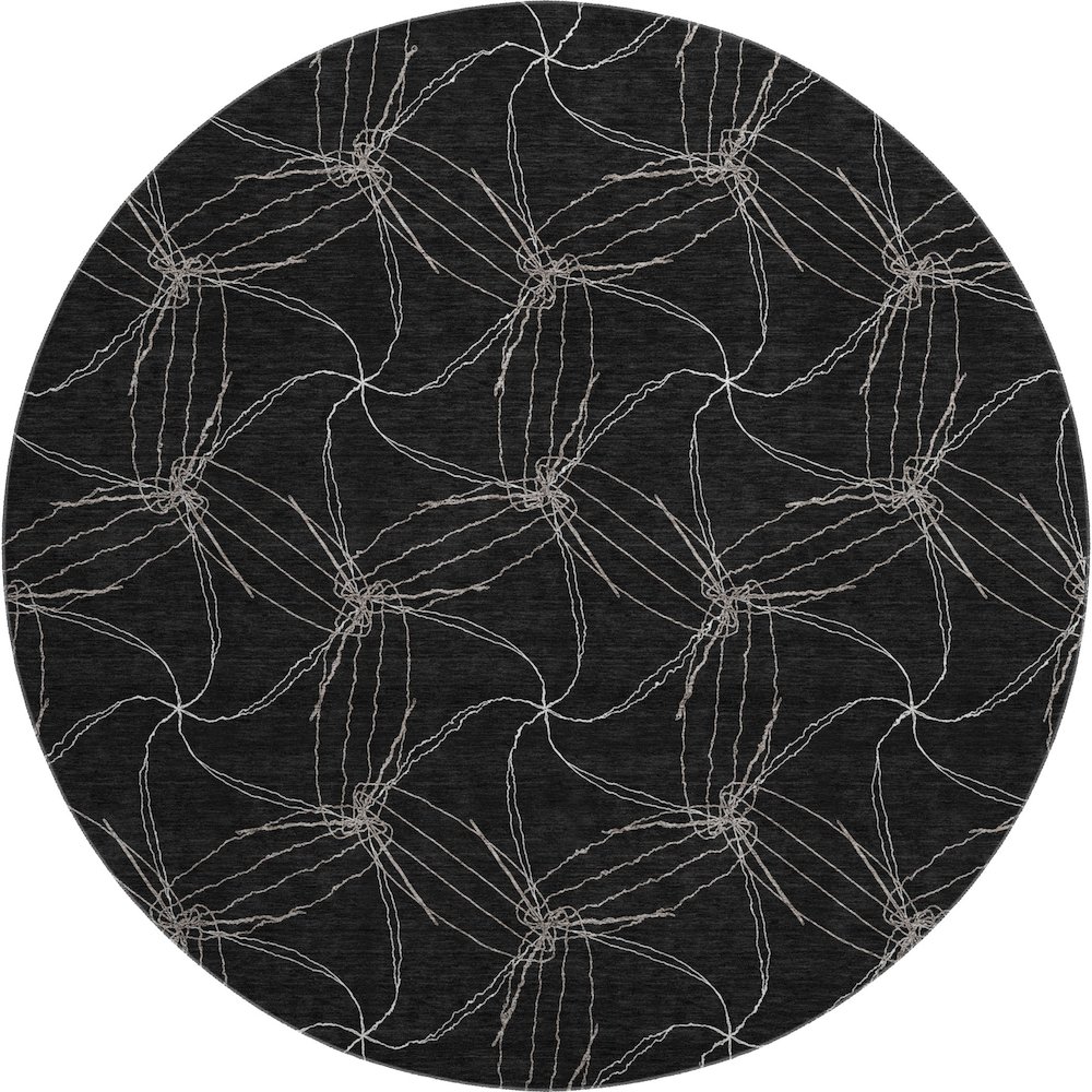 Premium Machine Washable Mayfield AMF968 Black 8' x 8' Round Rug. Picture 1
