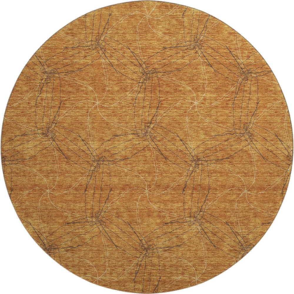 Premium Machine Washable Mayfield AMF968 Copper 8' x 8' Round Rug. Picture 1