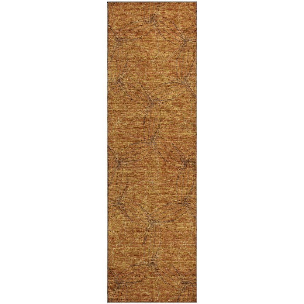 Premium Machine Washable Mayfield AMF968 Copper 2'3" x 7'6" Runner Rug. Picture 1