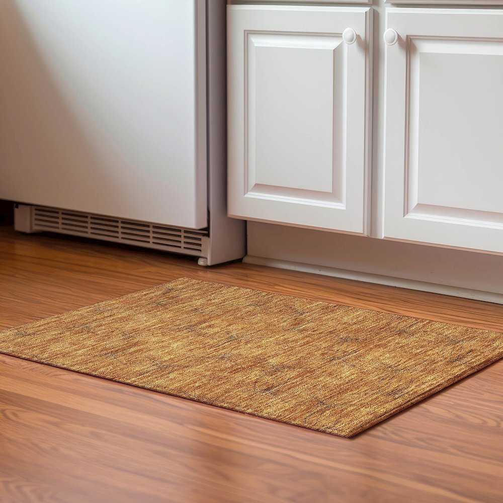Premium Machine Washable Mayfield AMF968 Copper 1'8" x 2'6" Rug. Picture 5
