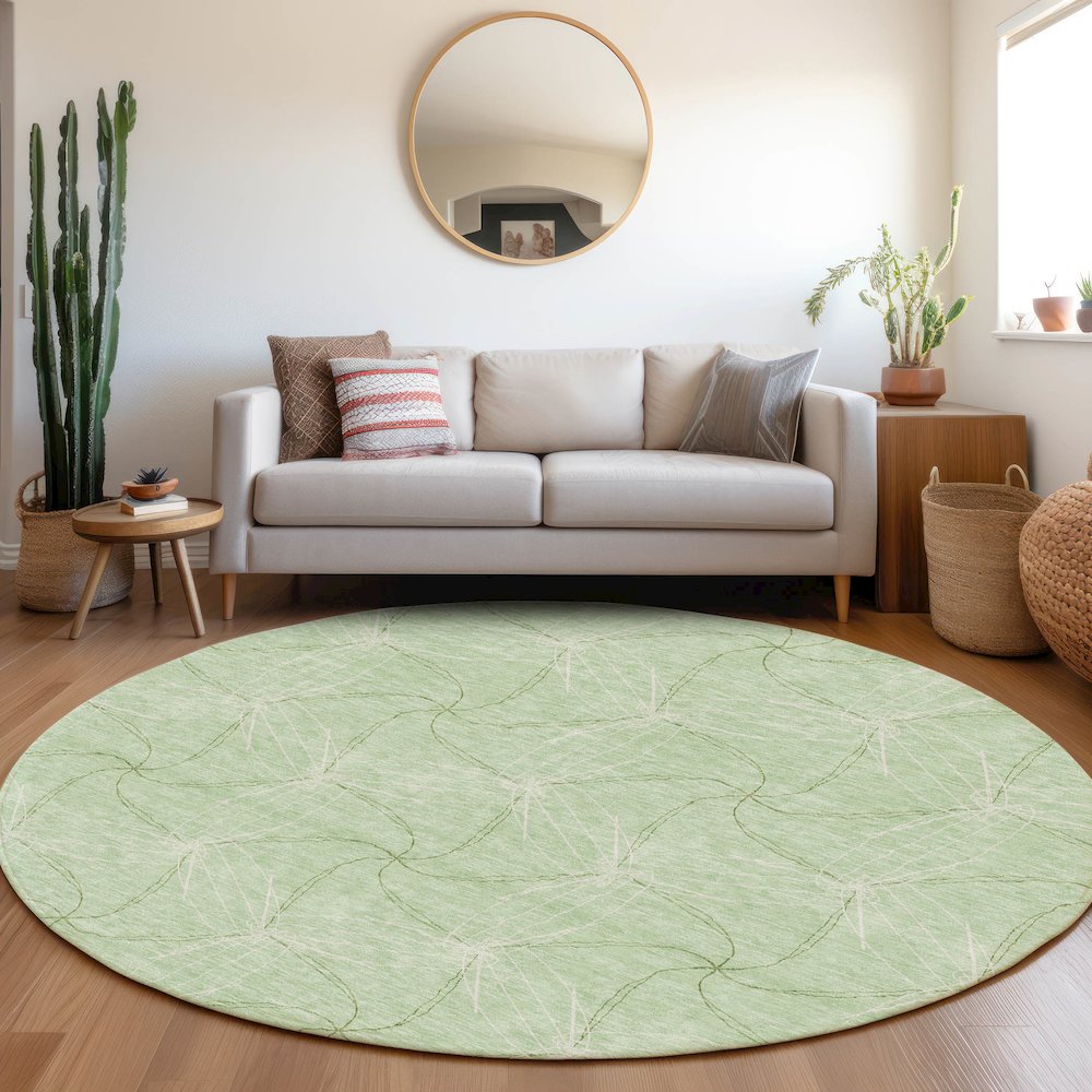 Premium Machine Washable Mayfield AMF968 Mint 8' x 8' Round Rug. Picture 5