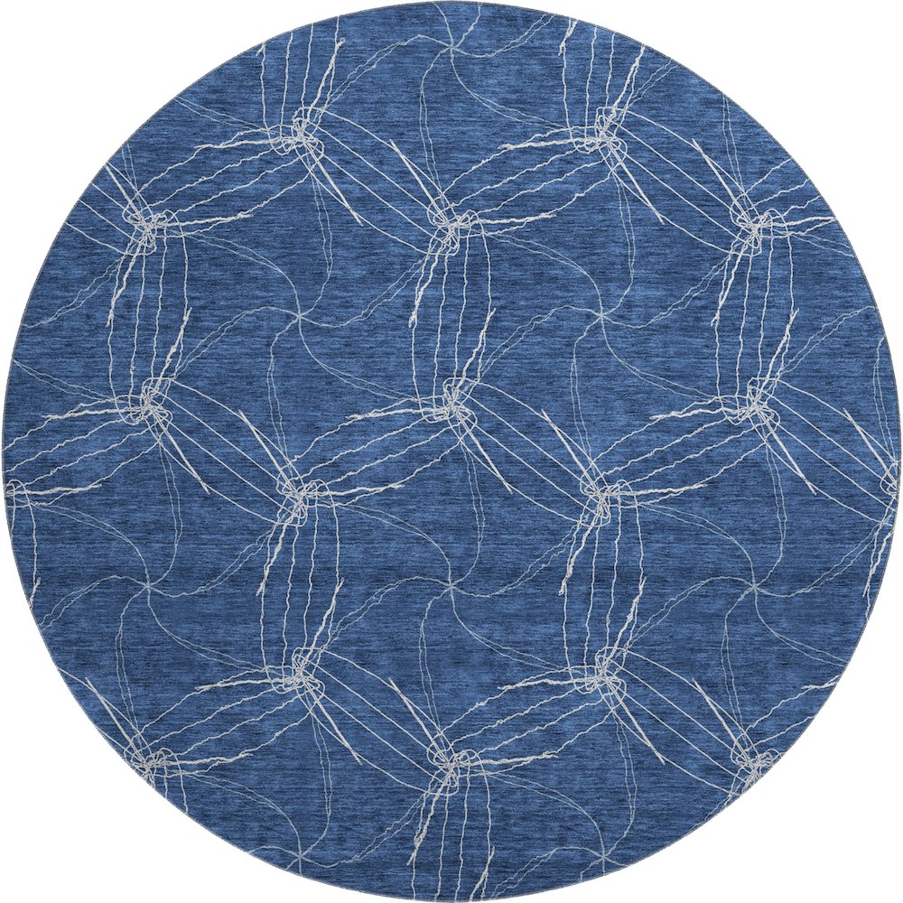 Premium Machine Washable Mayfield AMF968 Navy 8' x 8' Round Rug. Picture 1