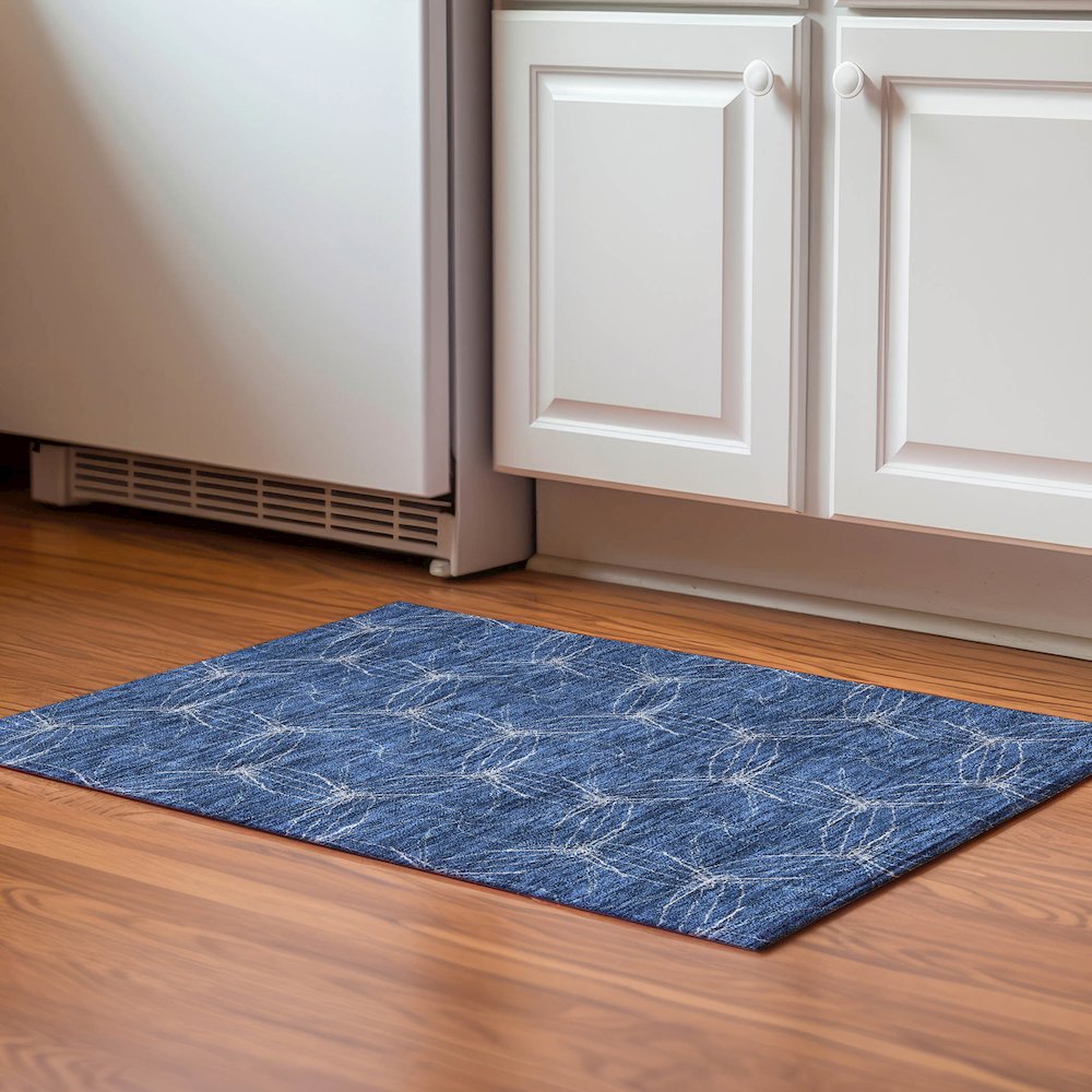 Premium Machine Washable Mayfield AMF968 Navy 1'8" x 2'6" Rug. Picture 5