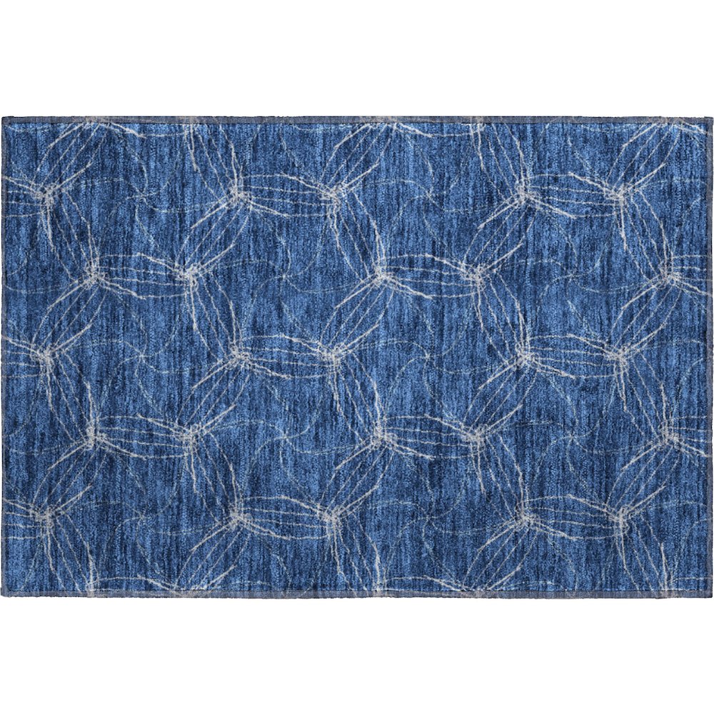 Premium Machine Washable Mayfield AMF968 Navy 1'8" x 2'6" Rug. Picture 1