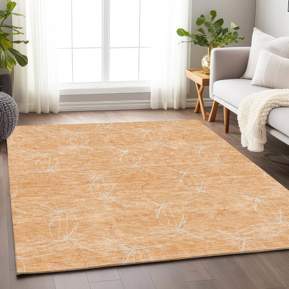 Premium Machine Washable Mayfield AMF968 Peach 2'6" x 3'10" Rug. Picture 5
