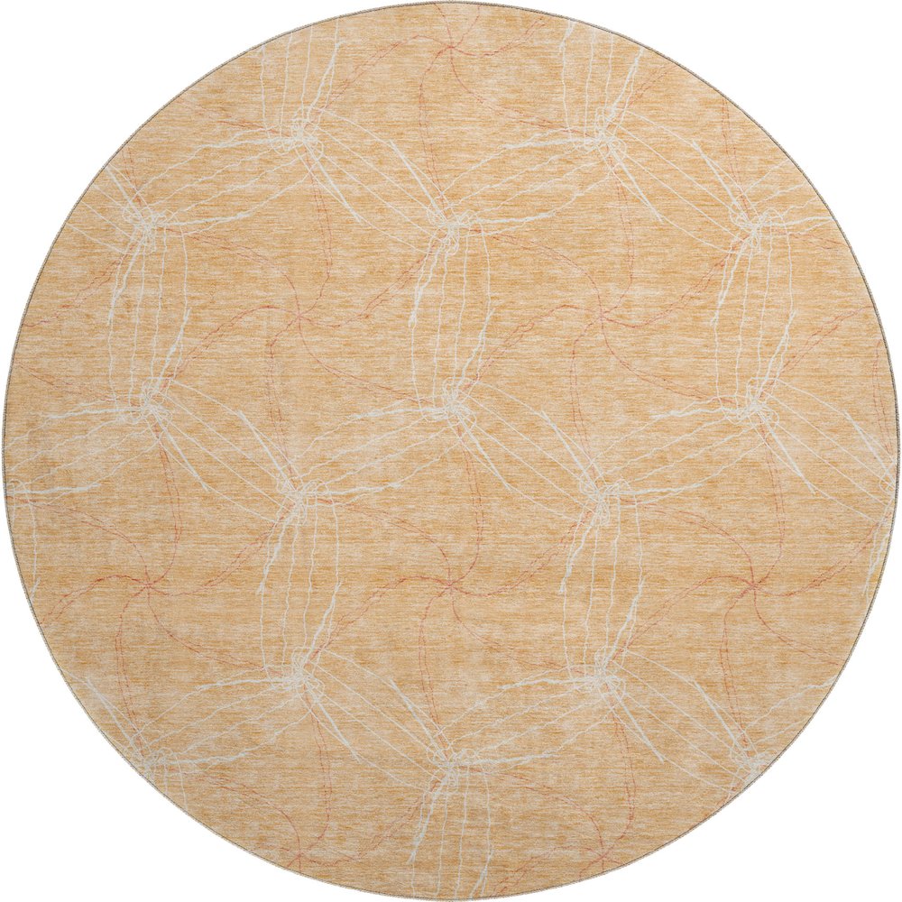Premium Machine Washable Mayfield AMF968 Peach 8' x 8' Round Rug. Picture 1
