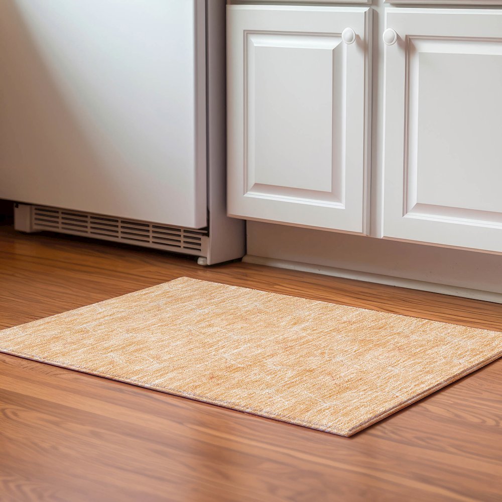 Premium Machine Washable Mayfield AMF968 Peach 1'8" x 2'6" Rug. Picture 5