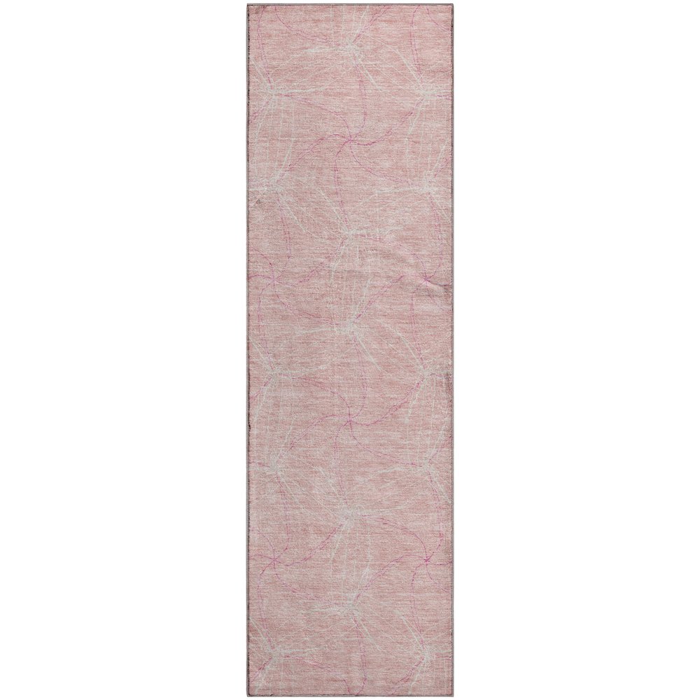 Premium Machine Washable Mayfield AMF968 Pink 2'3" x 7'6" Runner Rug. Picture 1